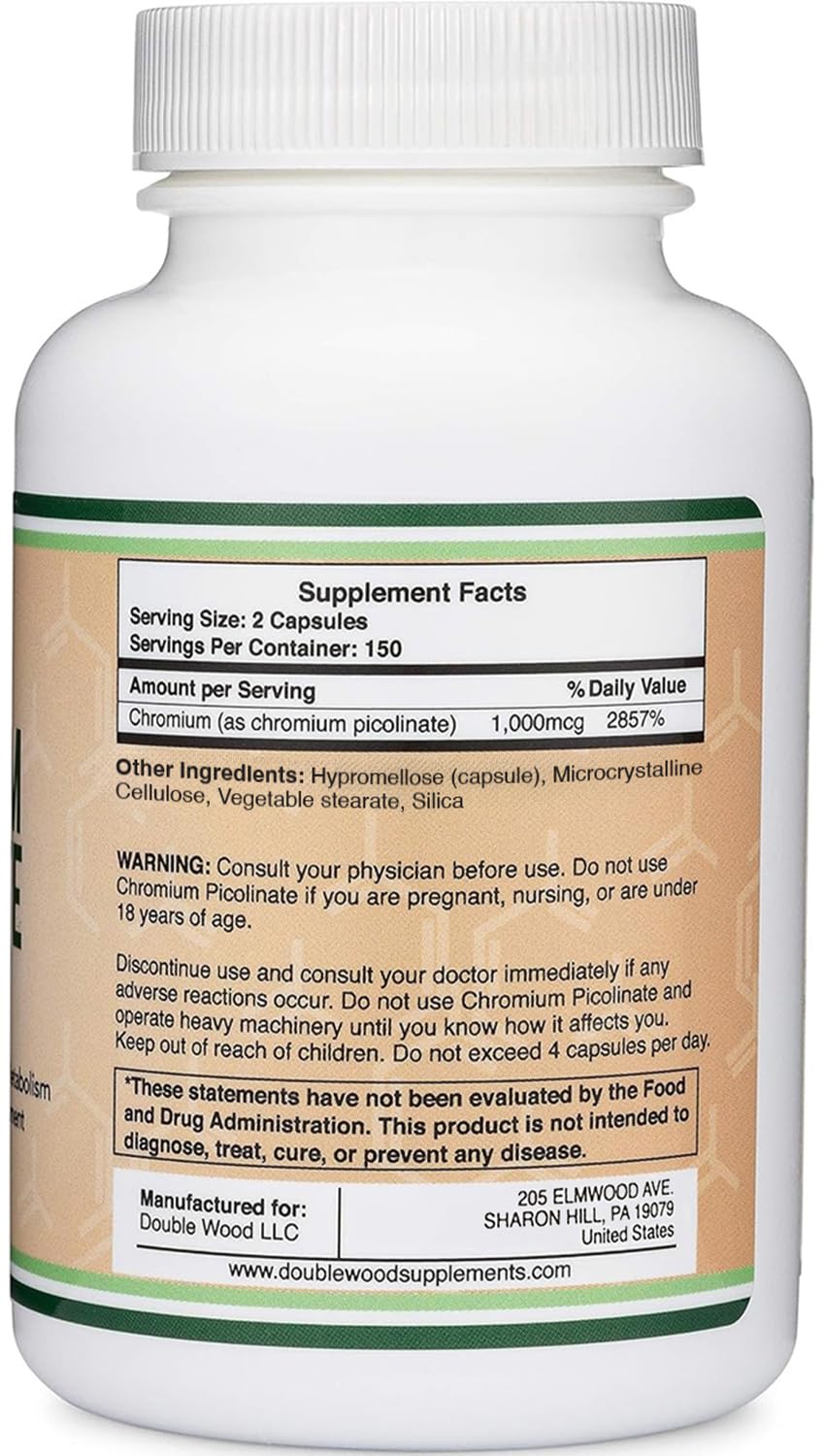 Double Wood dietary supplement 300 vegan capsules ingredient label view.