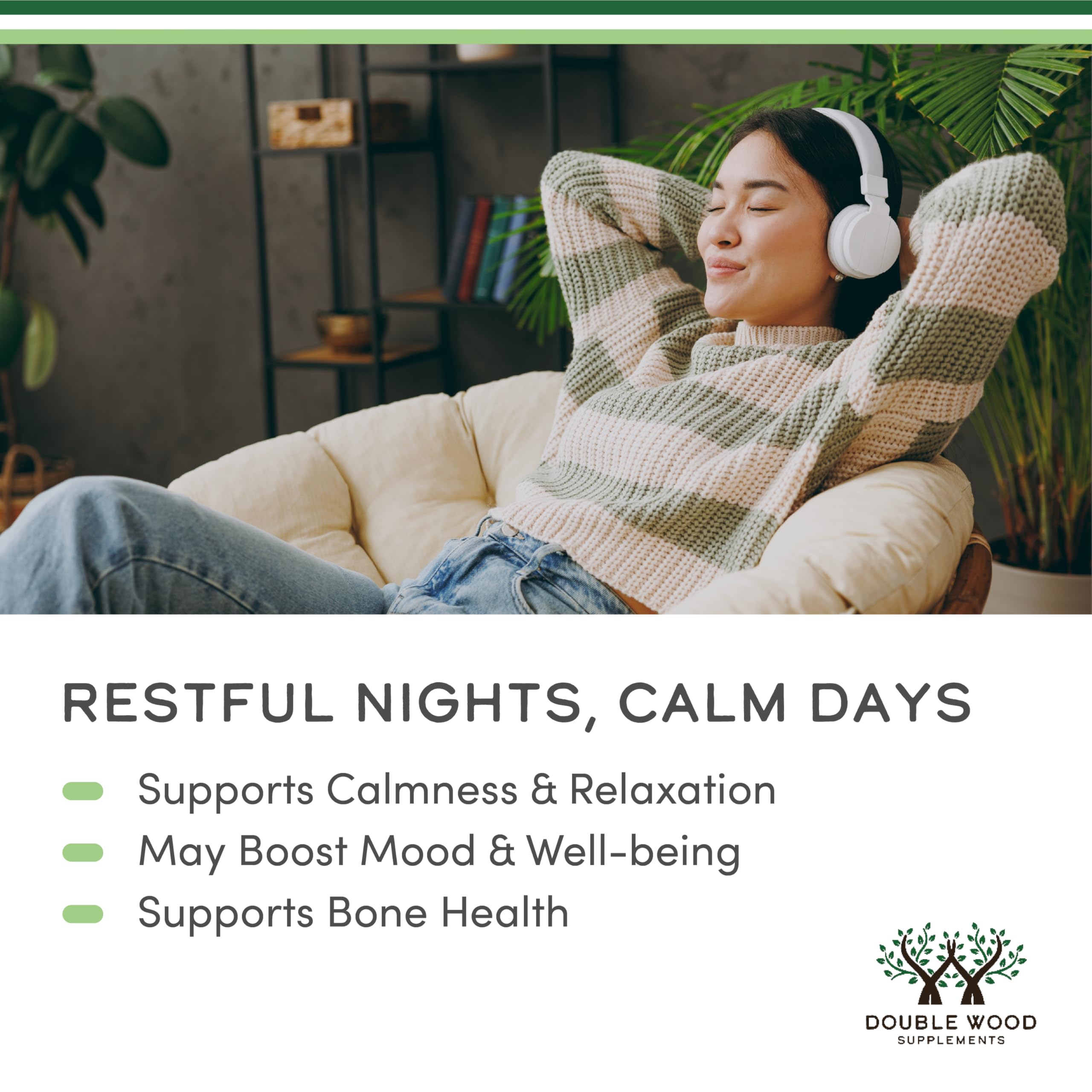 Premium chelated magnesium glycinate capsules by Double Wood Supplements for healthy nervous system support