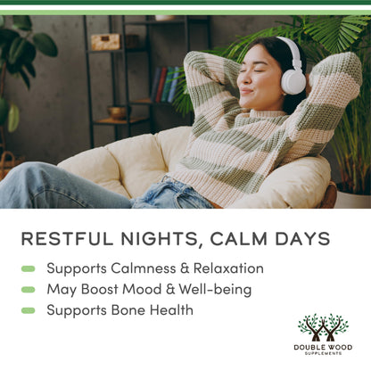 Premium chelated magnesium glycinate capsules by Double Wood Supplements for healthy nervous system support