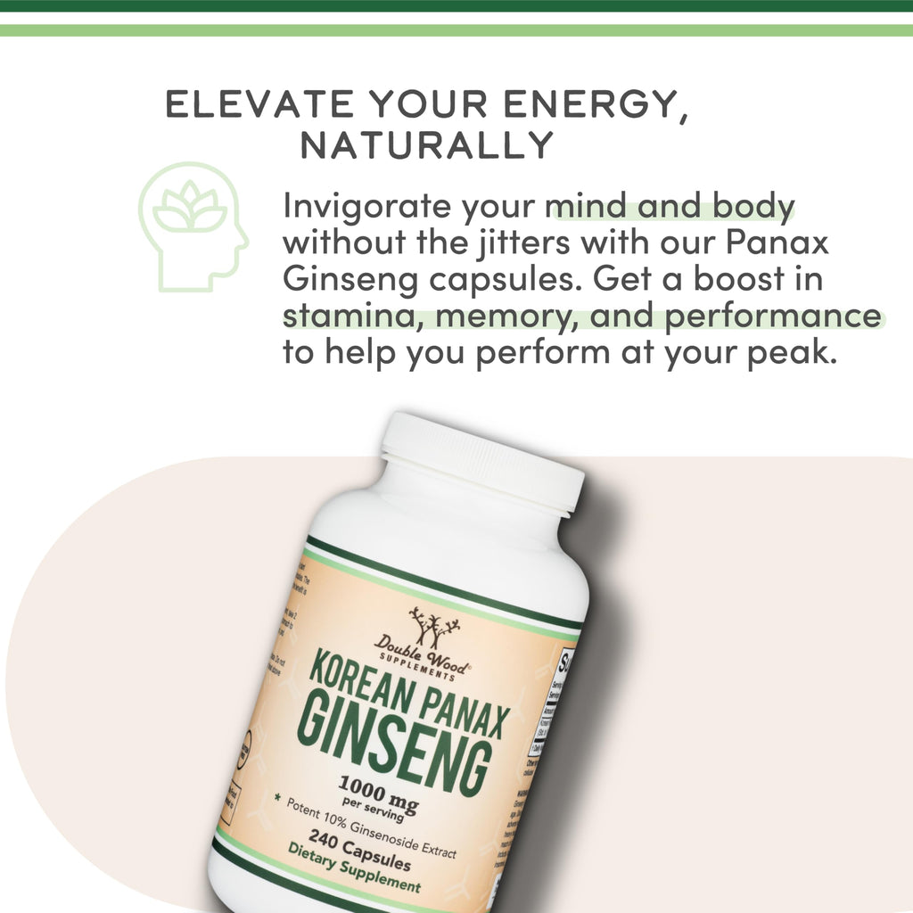 Top view of Double Wood Supplements ginseng bottle