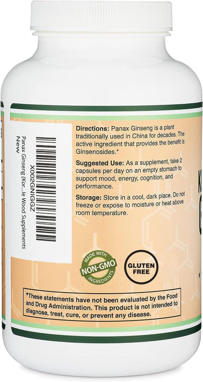 Side view of Korean Red Panax Ginseng dietary supplement packaging