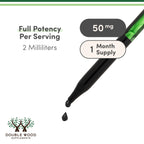 Double Wood liquid chlorophyll bottle label detailing serving size and ingredients