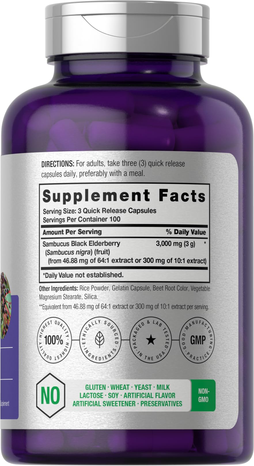 Horbäach Sambucus elderberry immune support supplement label showing ingredients list