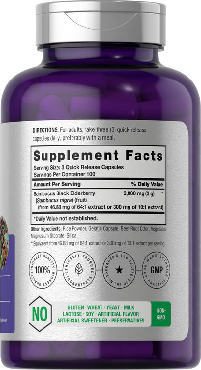 Horbäach Sambucus elderberry immune support supplement label showing ingredients list