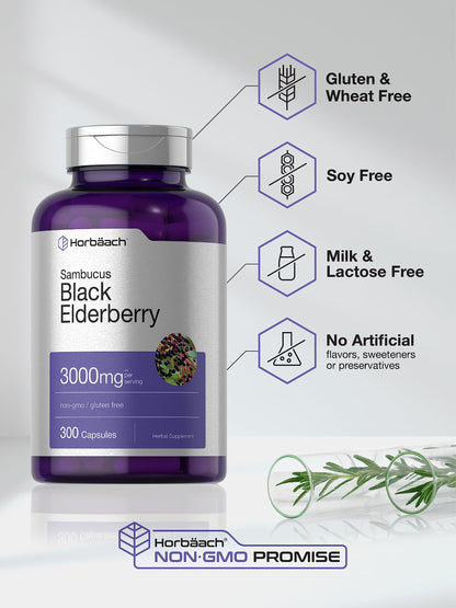 Horbäach black elderberry 2000mg equivalent capsules premium sealing verification details