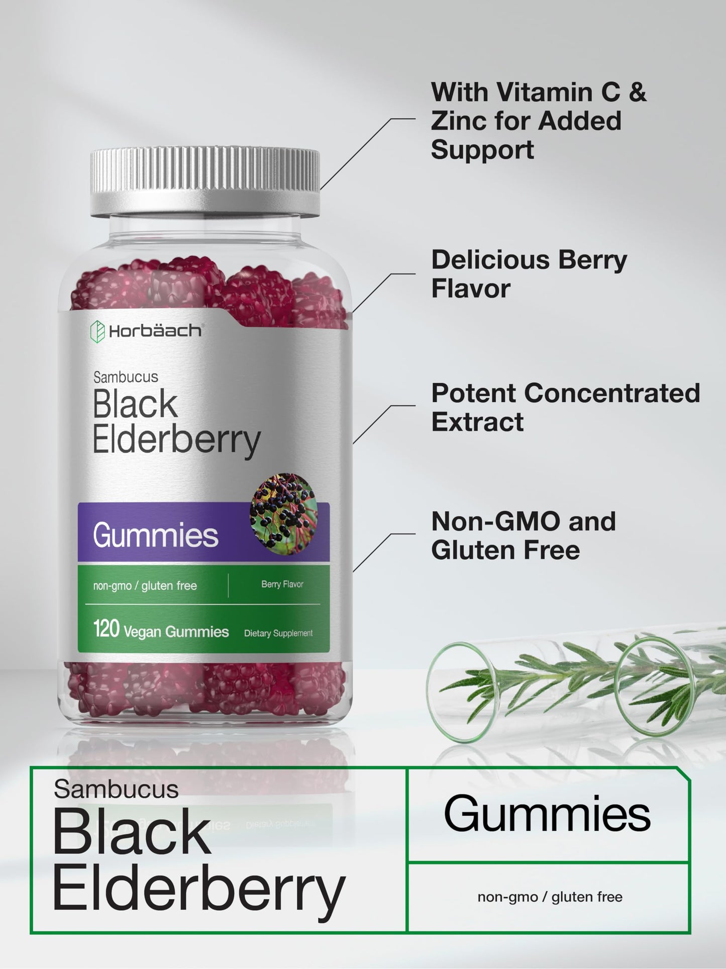 Horbäach non-GMO and gluten-free certification details on product packaging