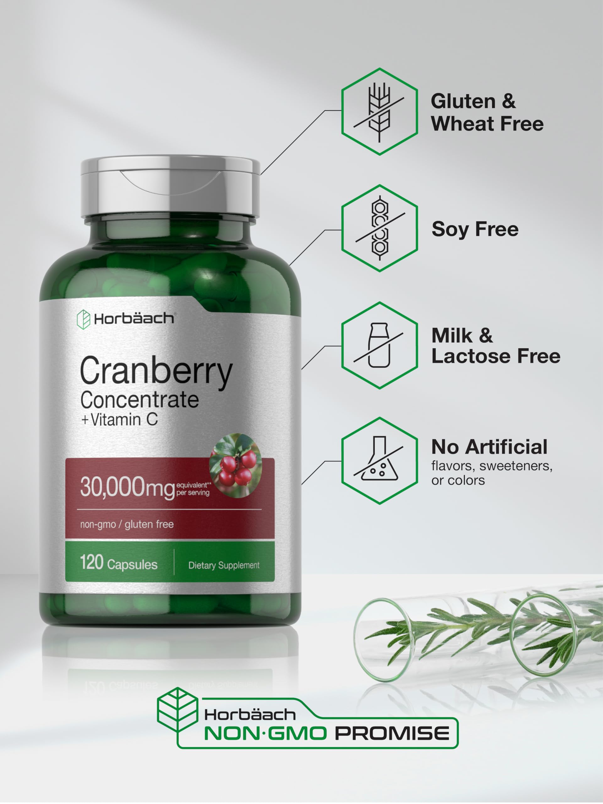 USA imported Horbaach Cranberry dietary supplement bottle