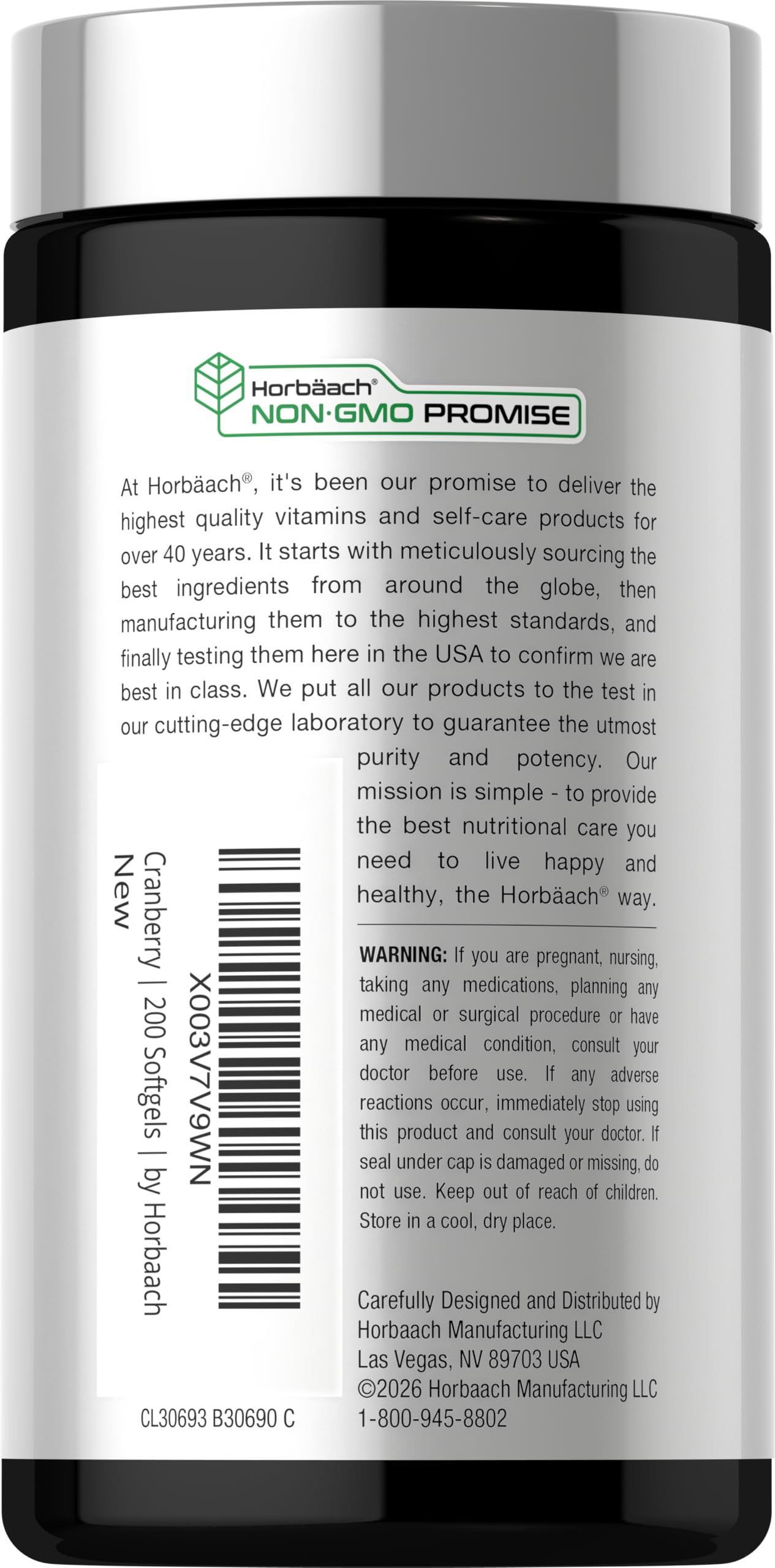 Horbäach Cranberry Vitamin C Softgels Capsule Size
