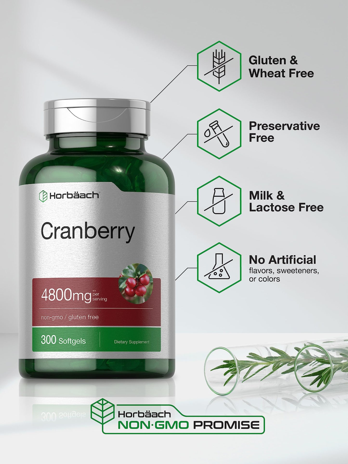 Horbaach Cranberry 4800mg Softgels Back Panel Details