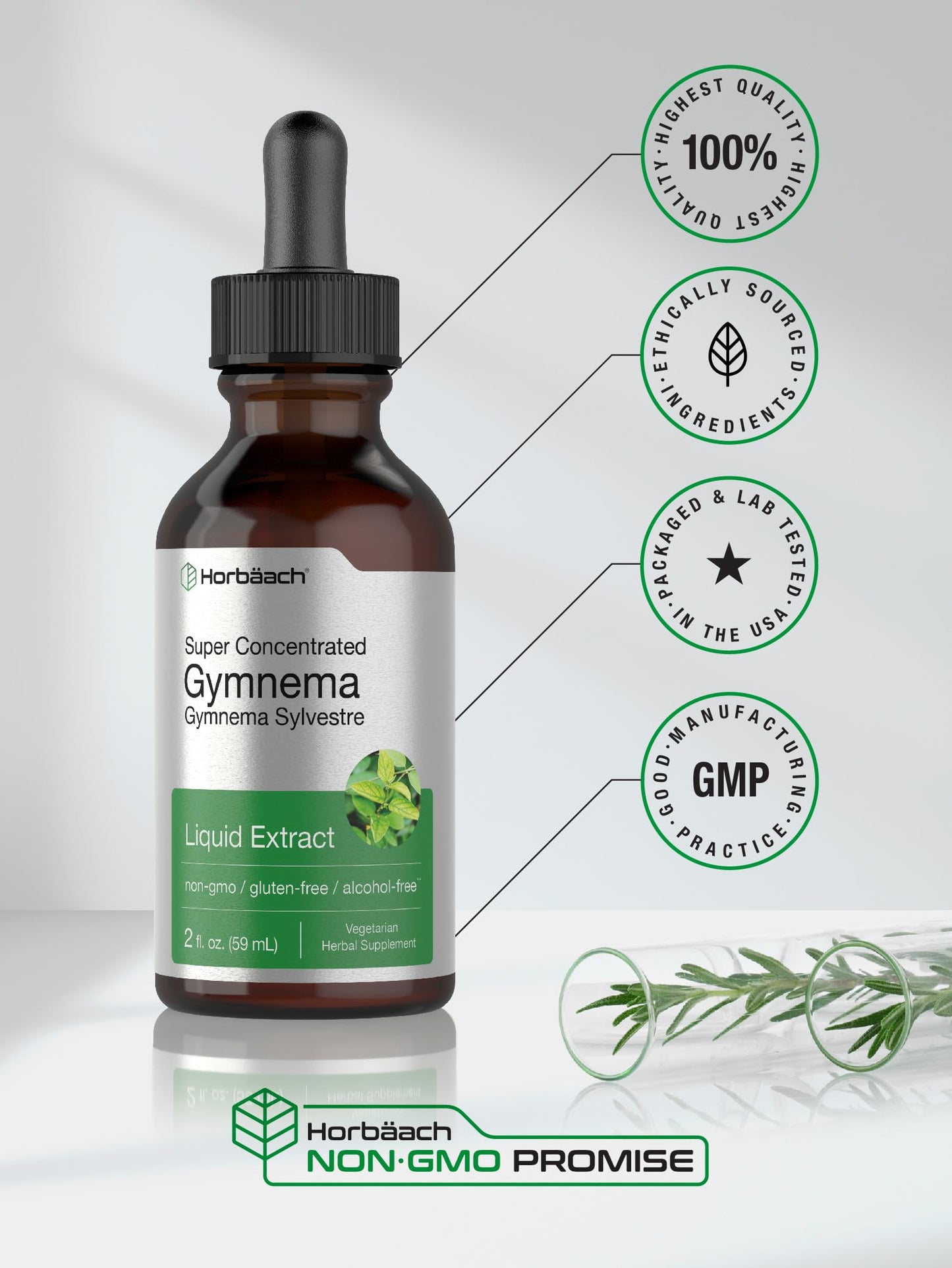 Top angle view of liquid extract tincture seal and premium packaging