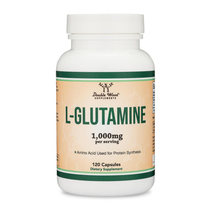 Double Wood L-Glutamine non-GMO vegan supplement bottle
