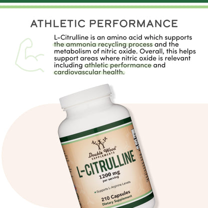 Double Wood L-Citrulline 1200mg capsules for muscle recovery