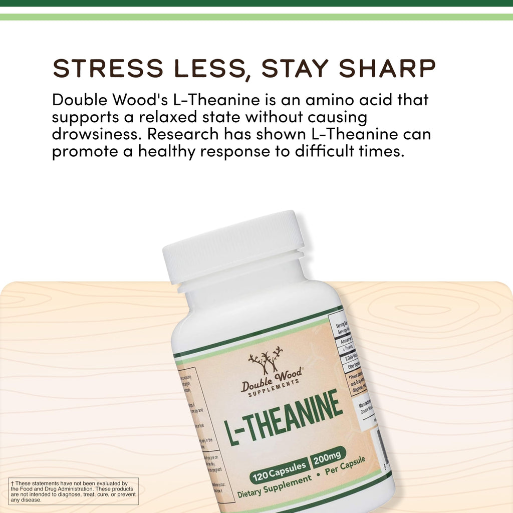 Double Wood L-Theanine 120 count bottle cap and neck seal