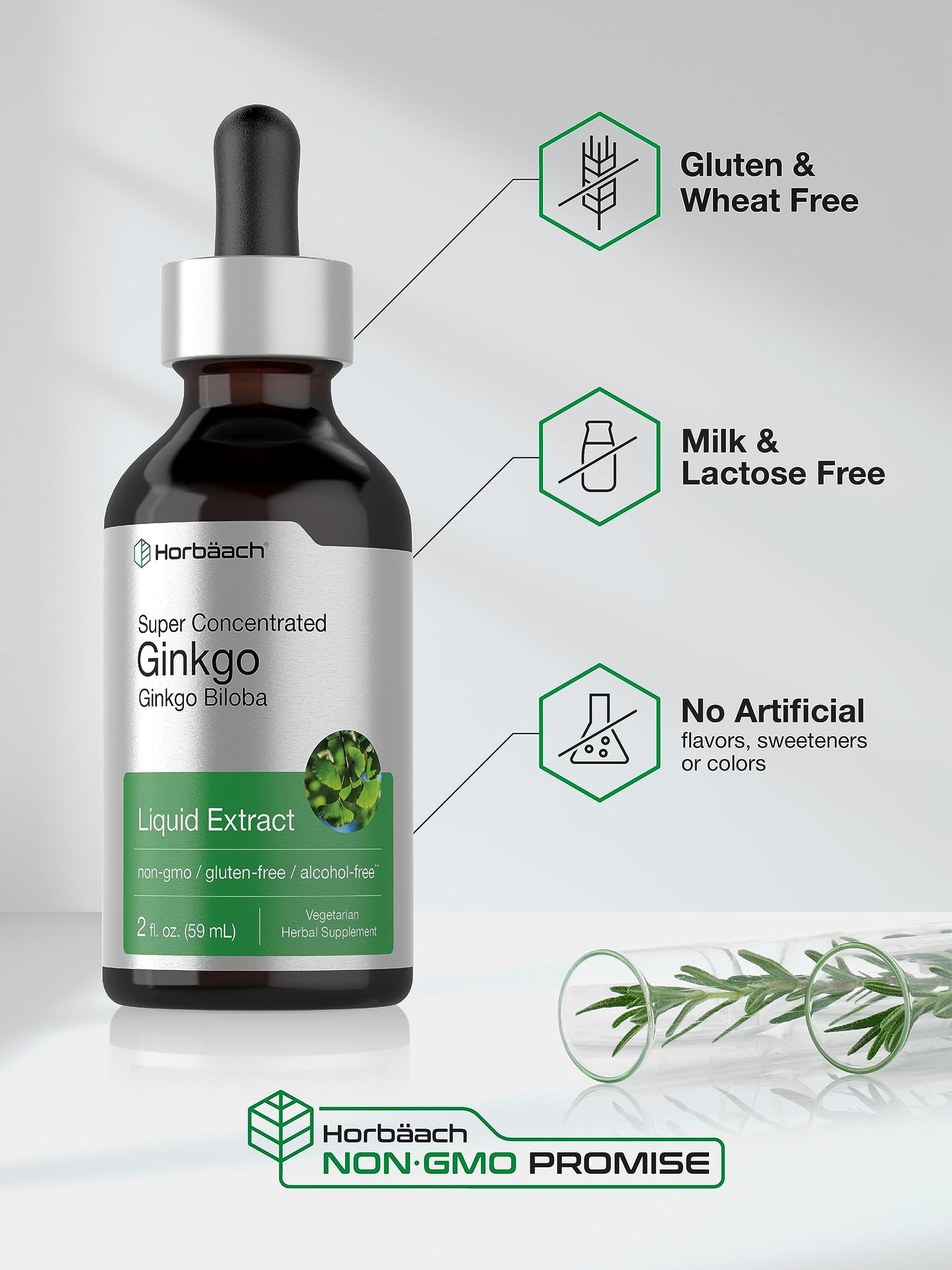 Horbäach imported USA health supplement liquid extract packaging side view