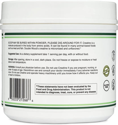 Double Wood Supplements creatine packaging side view