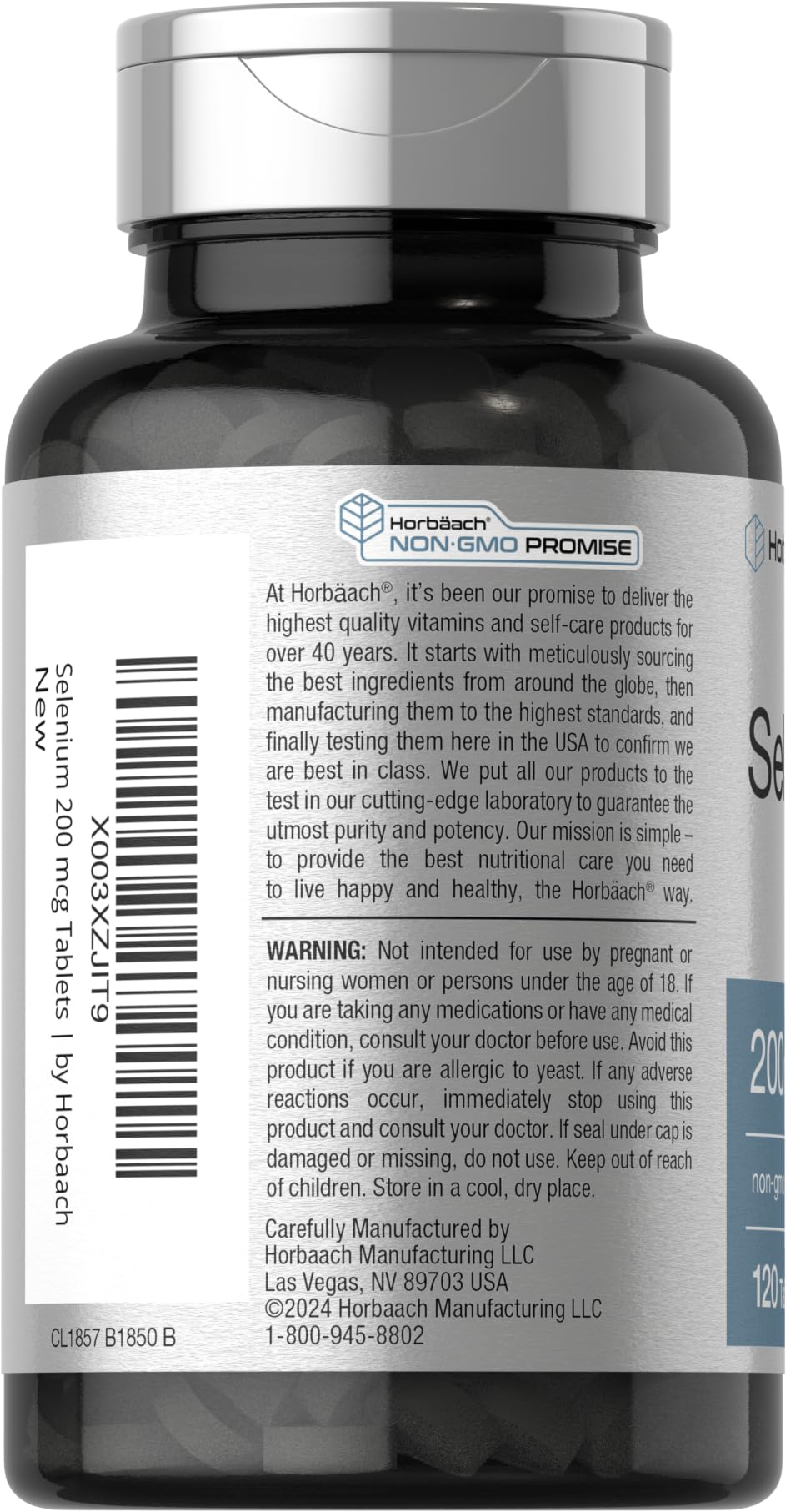 Horbäach non-GMO and gluten-free dietary supplement seal