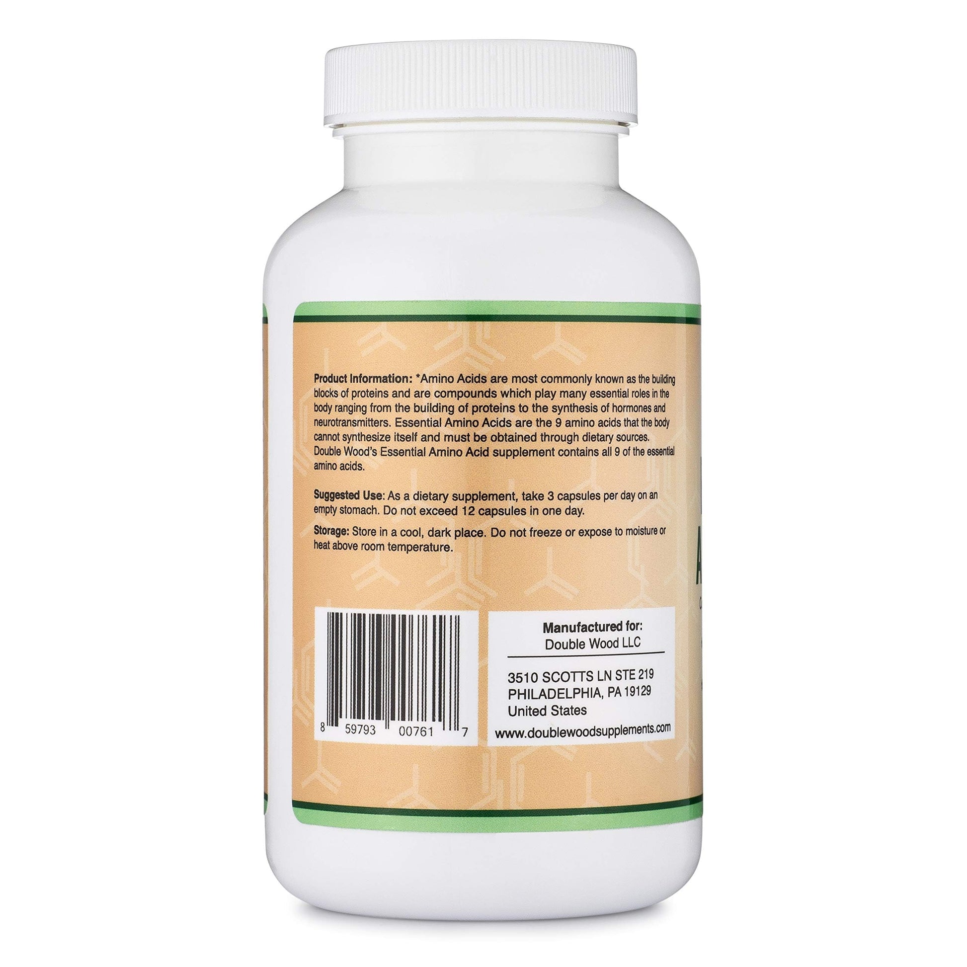 Double Wood Branched Chain Amino Acids and EAAs blend gluten free capsules