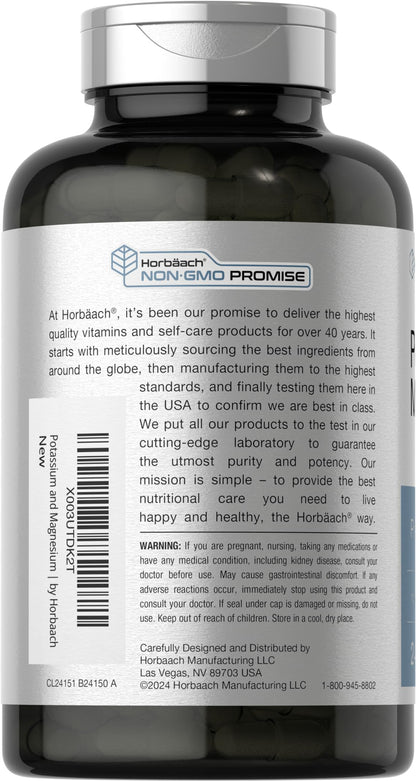 Horbäach Potassium Magnesium mineral complex capsule quantity and serving size facts