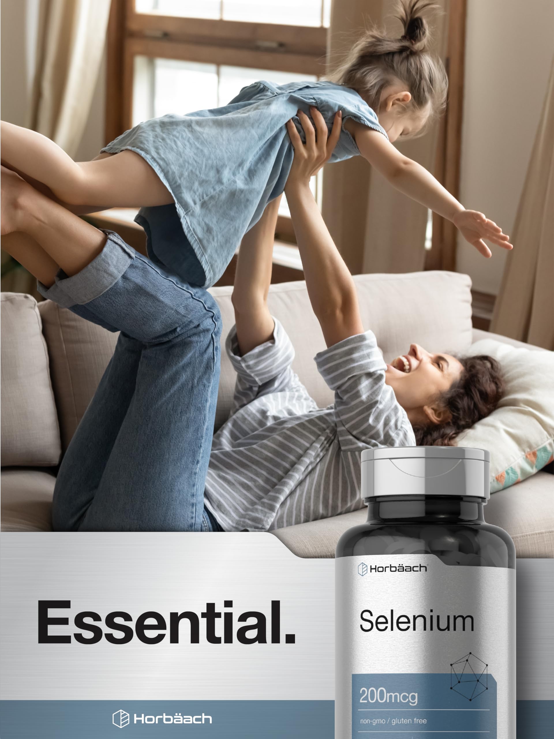Vegetarian allergy-friendly selenium yeast tablets bottle side view