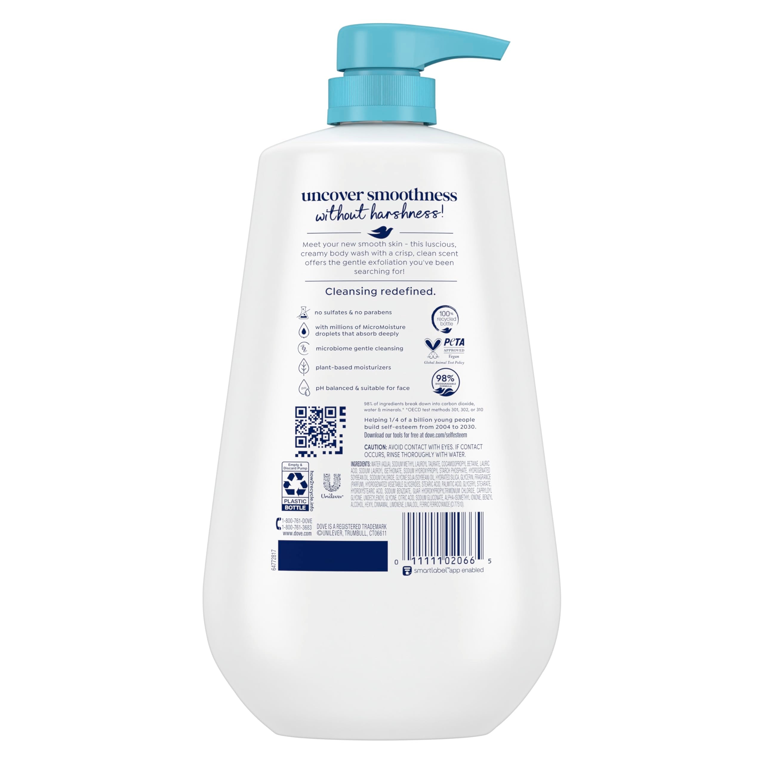 Dove body wash 30.6 fluid ounce bottle with pump dispenser