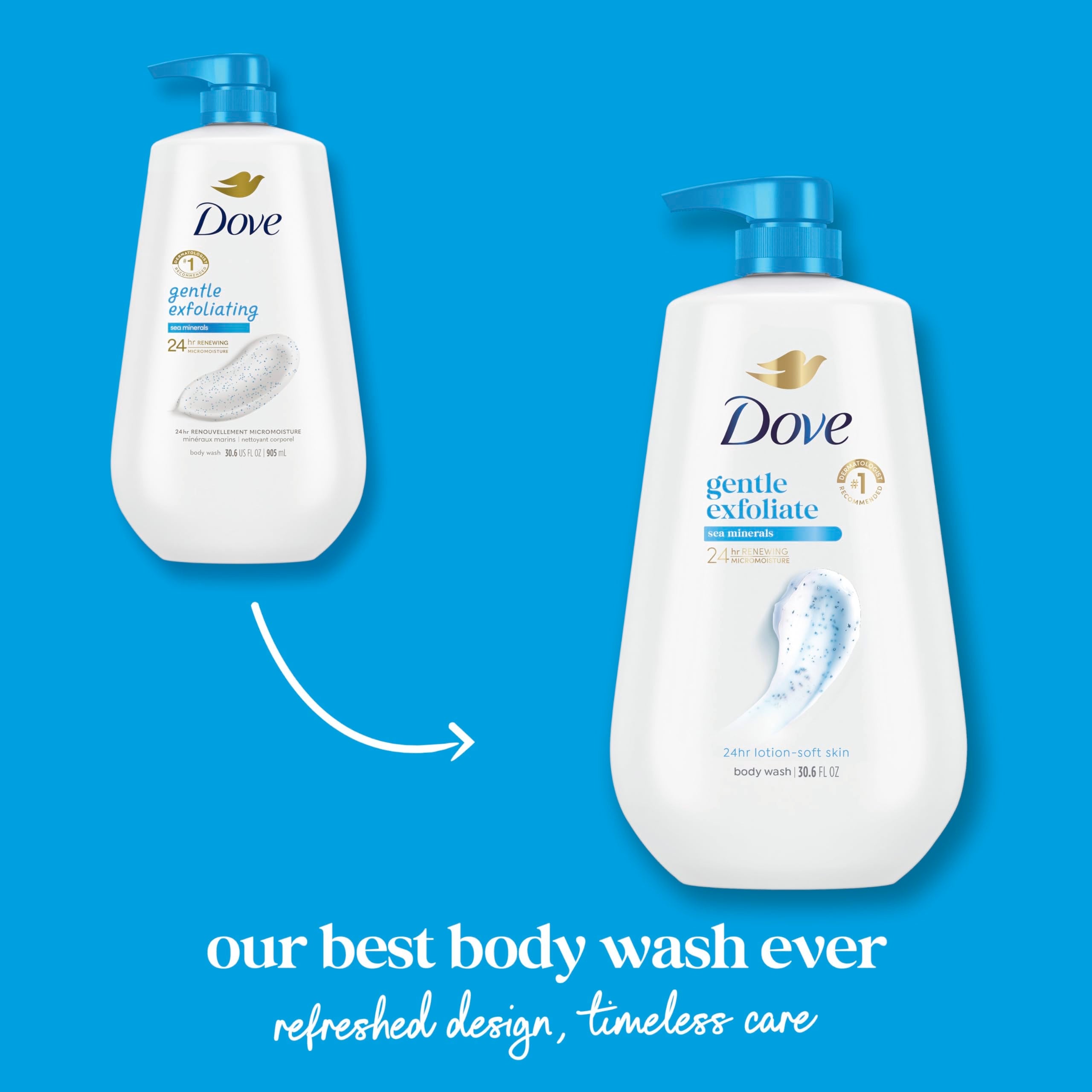 Close up of Dove body wash texture and sea minerals formula