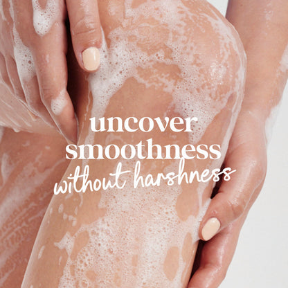 Dove exfoliating body wash back label showing ingredients