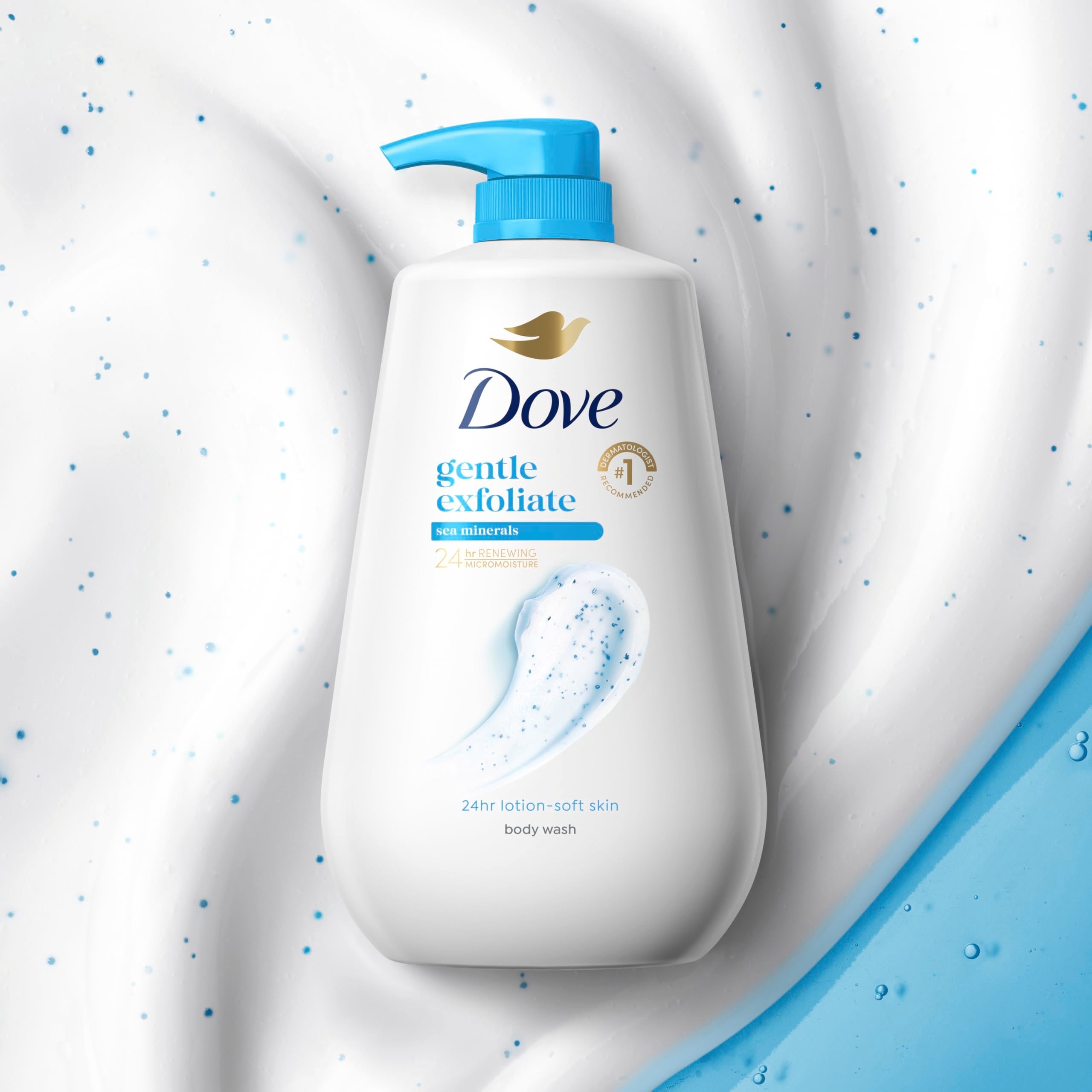 Top view of Dove body wash pump mechanism