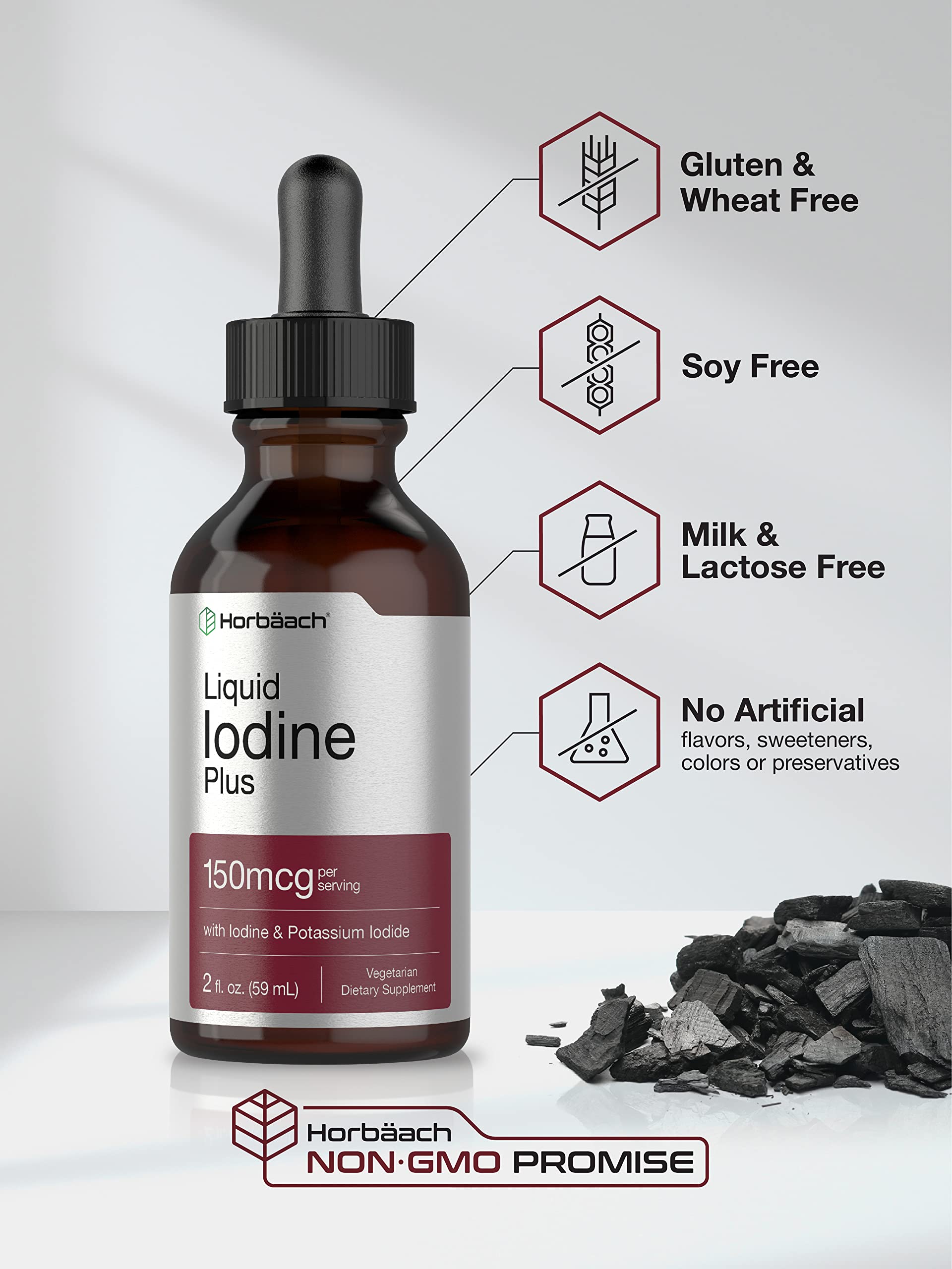 Two fluid ounces bottle of gluten-free liquid iodine drops