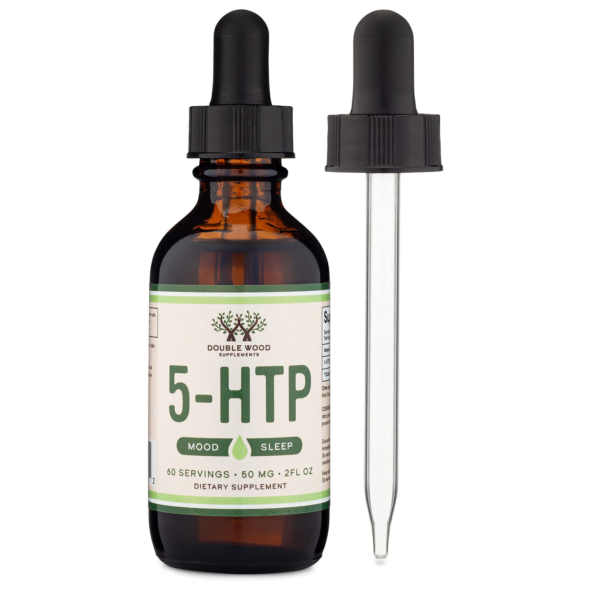 Double Wood 5-HTP liquid drops for sleep aid and mood enhancement.