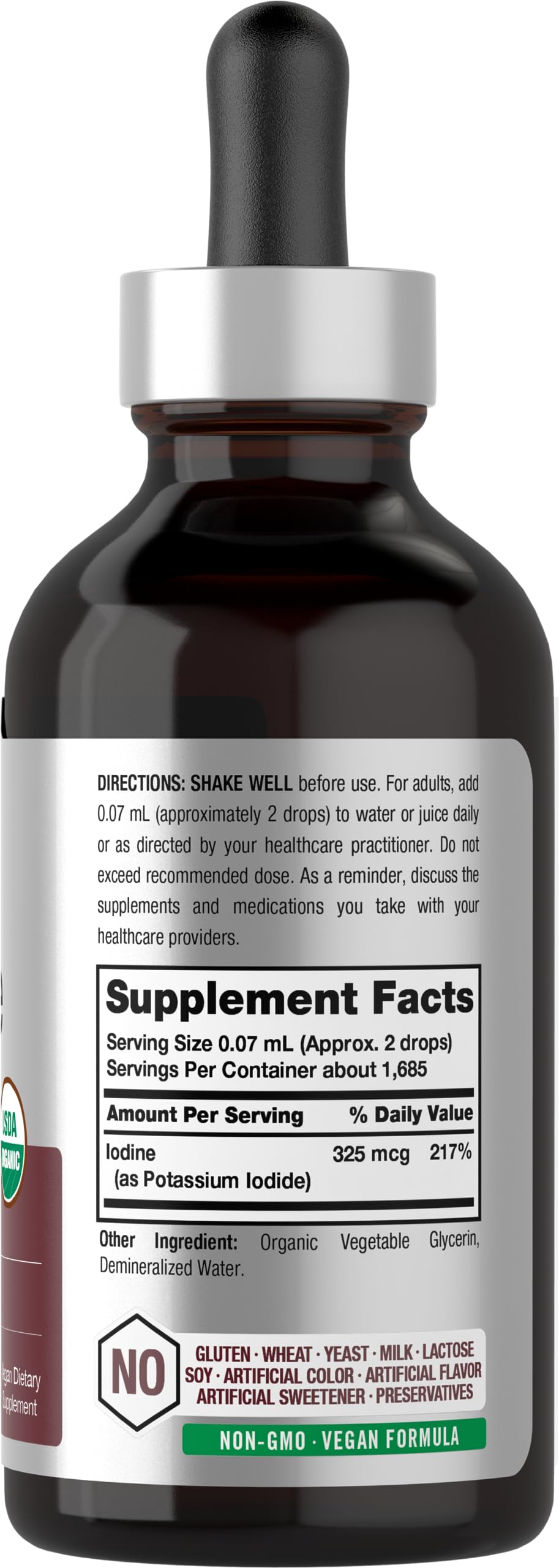 Horbaach Nascent Iodine supplement nutrition facts label