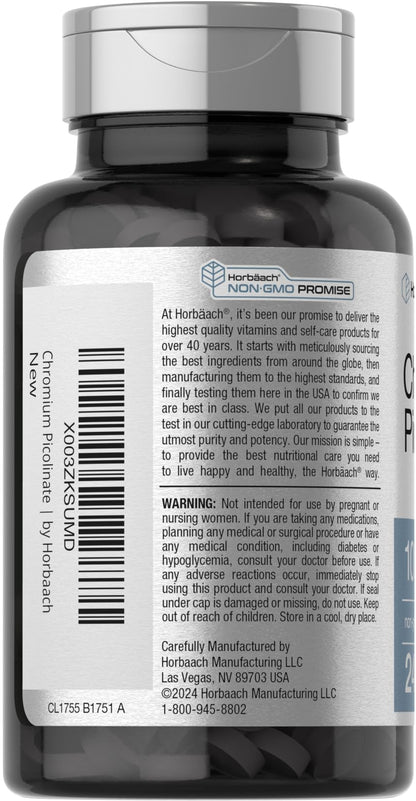 Horbaach chromium picolinate non-gmo gluten-free vegetarian tablets ingredient list