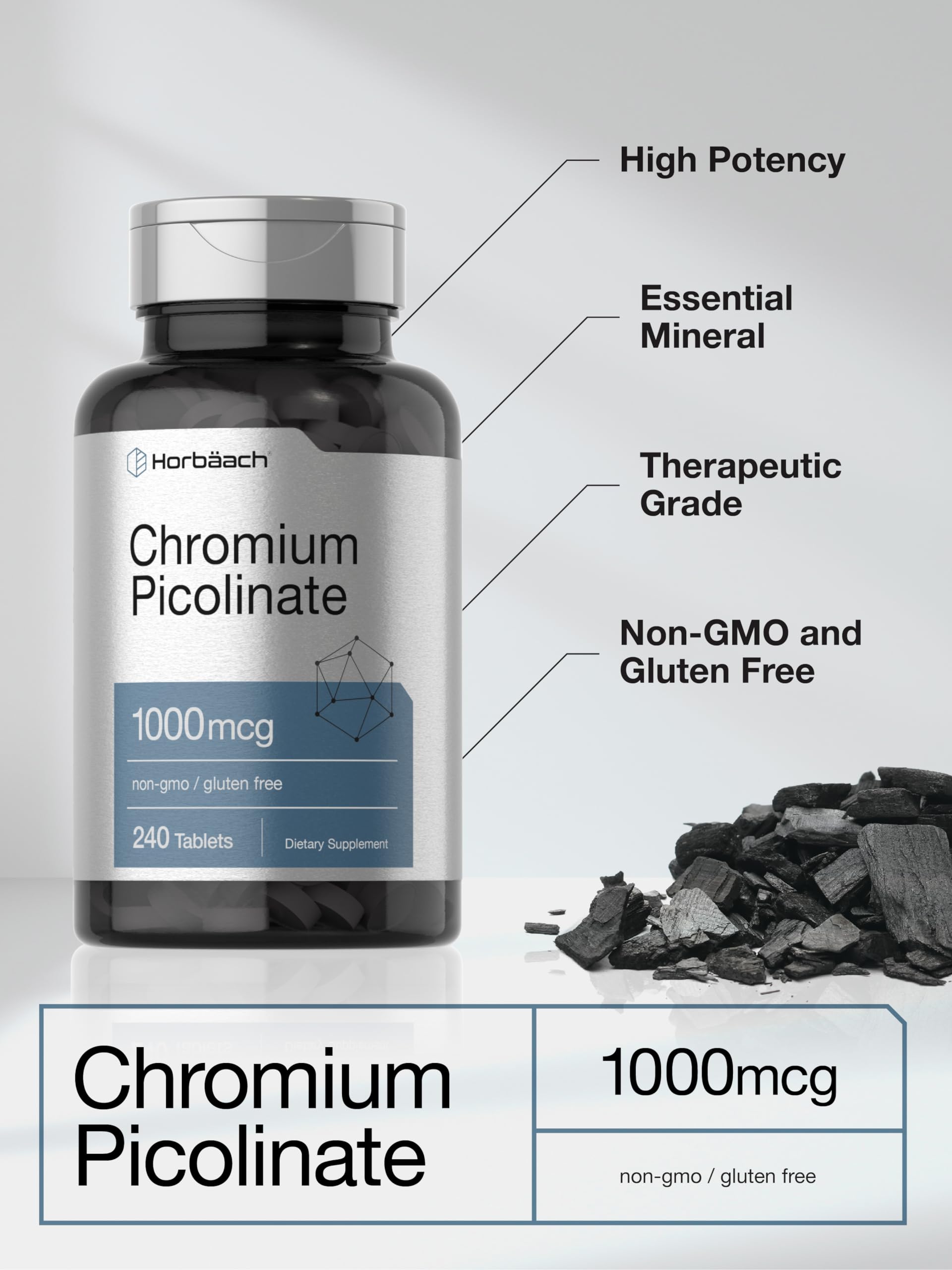 Horbaach chromium picolinate metabolic support dietary supplement bottle sealed
