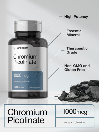 Horbaach chromium picolinate metabolic support dietary supplement bottle sealed