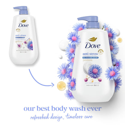 Imported Dove moisturizing skin cleanser bottle highlighting the twenty four hour MicroMoisture label