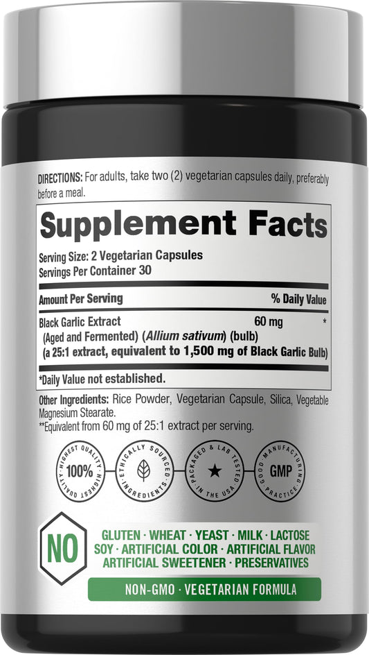 Horbäach fermented black garlic 1500 Milligrams equivalent daily health supplement
