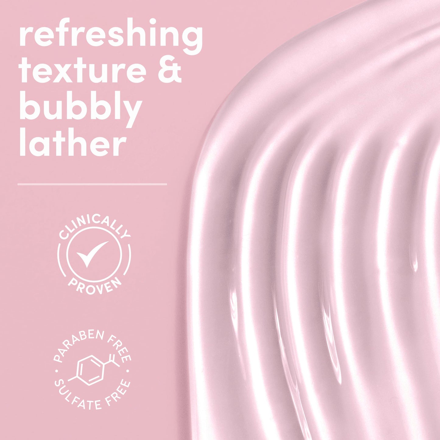 Texture demonstration of Dove creamy serum body wash in hand