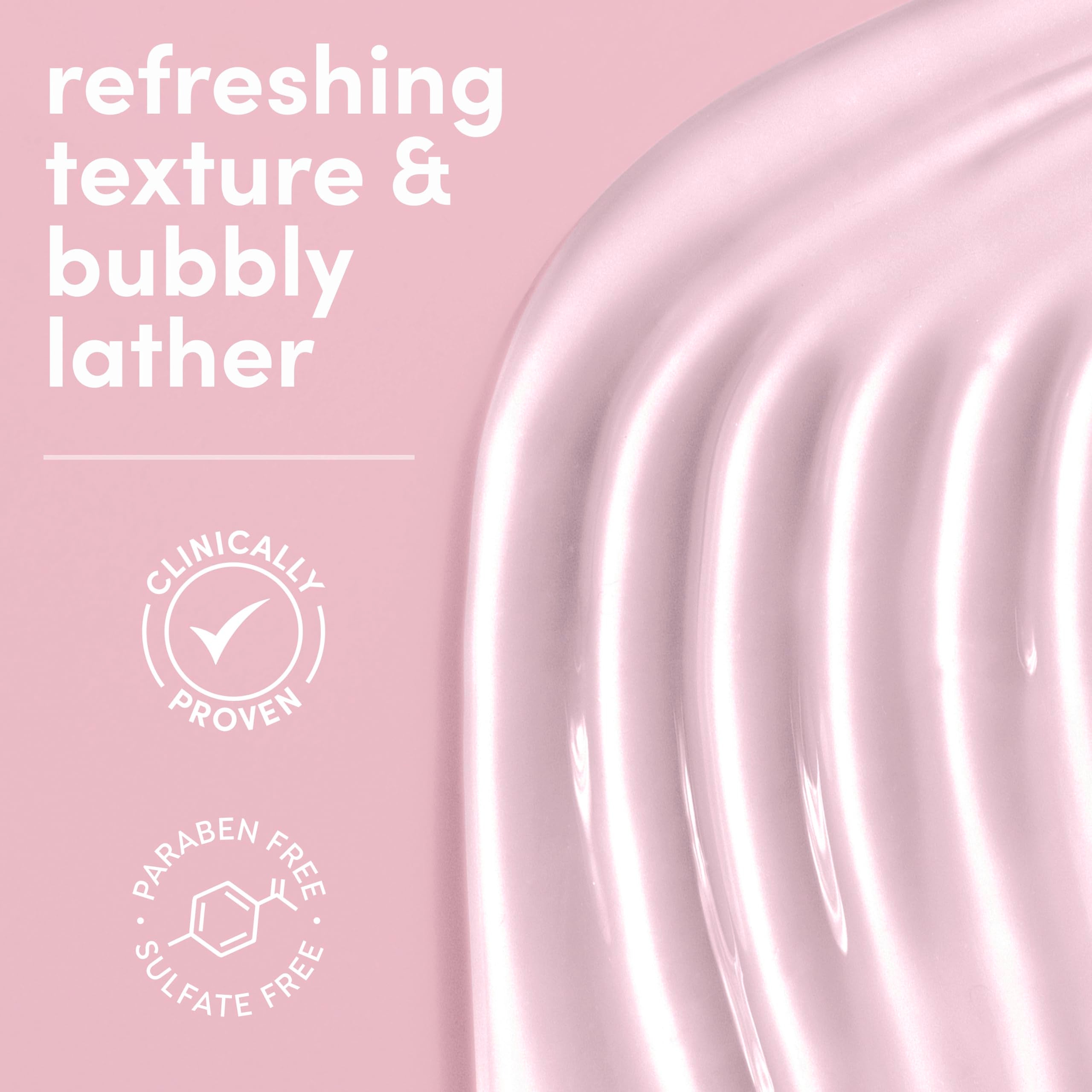 Texture demonstration of Dove creamy serum body wash in hand