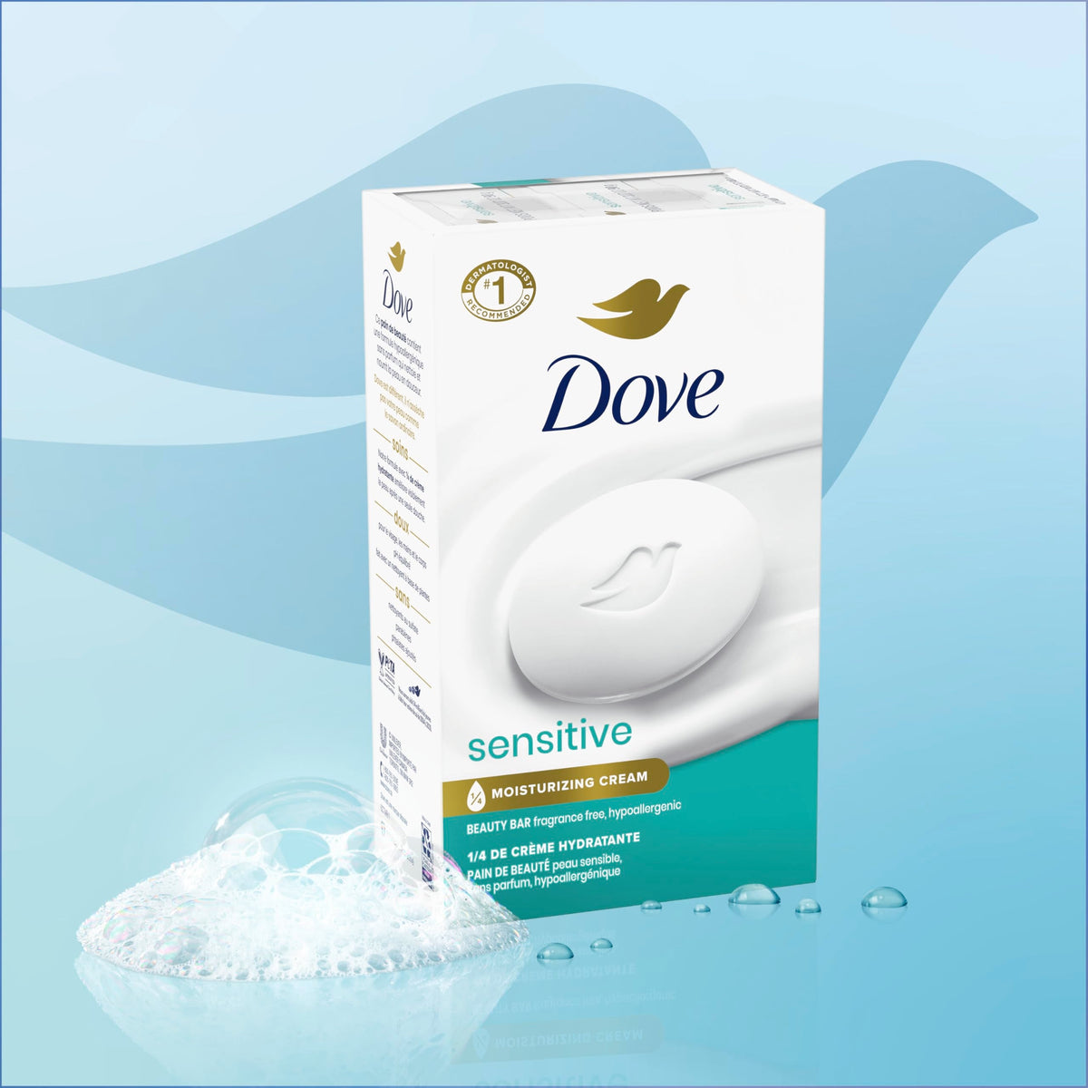 Dove sensitive skincare product lifestyle presentation