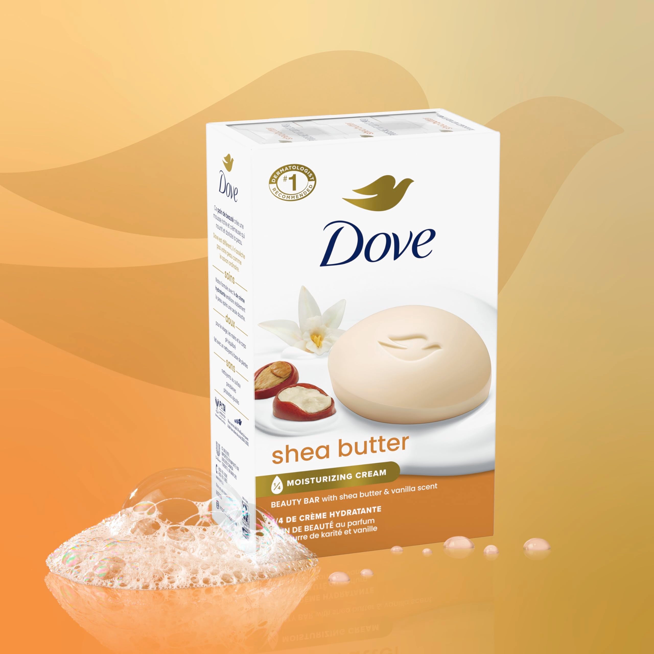 Close up of Dove Shea Butter and Vanilla beauty bar