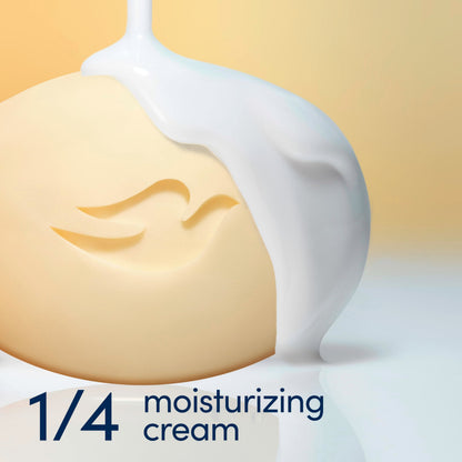 Side profile of Dove moisturizing beauty bar with brand logo