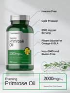 Horbaach cold pressed evening primrose oil bottle showing non-GMO seal