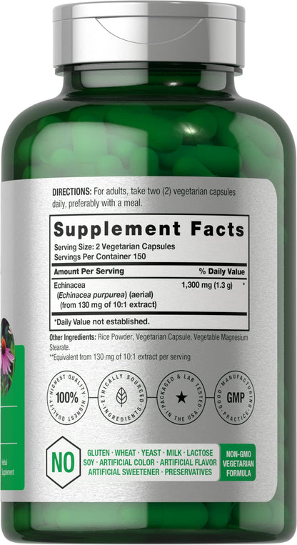 Horbäach Echinacea supplement 300 capsules nutrition label