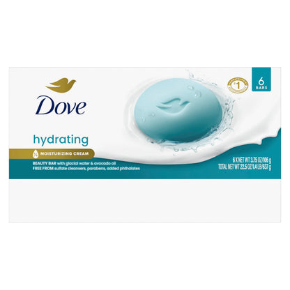 Dove Glacial Water and Avocado Oil soap bar showcasing the moisturizing cream logo