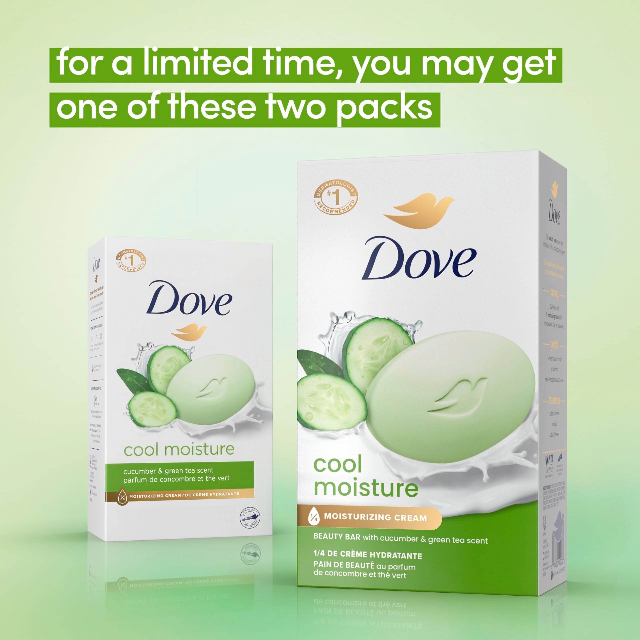 Dove beauty bar cucumber and green tea scent detail