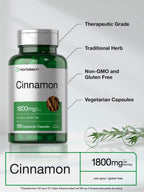 Side view of Horbäach Ceylon Cinnamon 150 capsule bottle