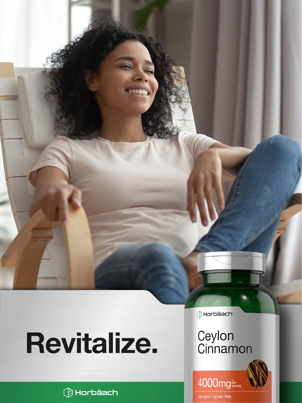 High potency Horbäach Ceylon Cinnamon supplement bottle