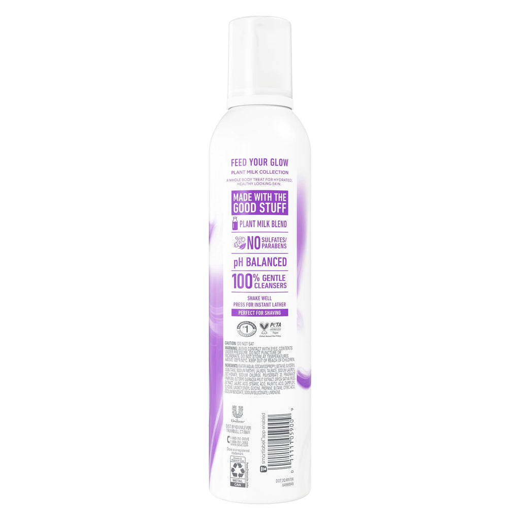 Dove Rice Milk and Velvet Açaí shower foam texture on palm