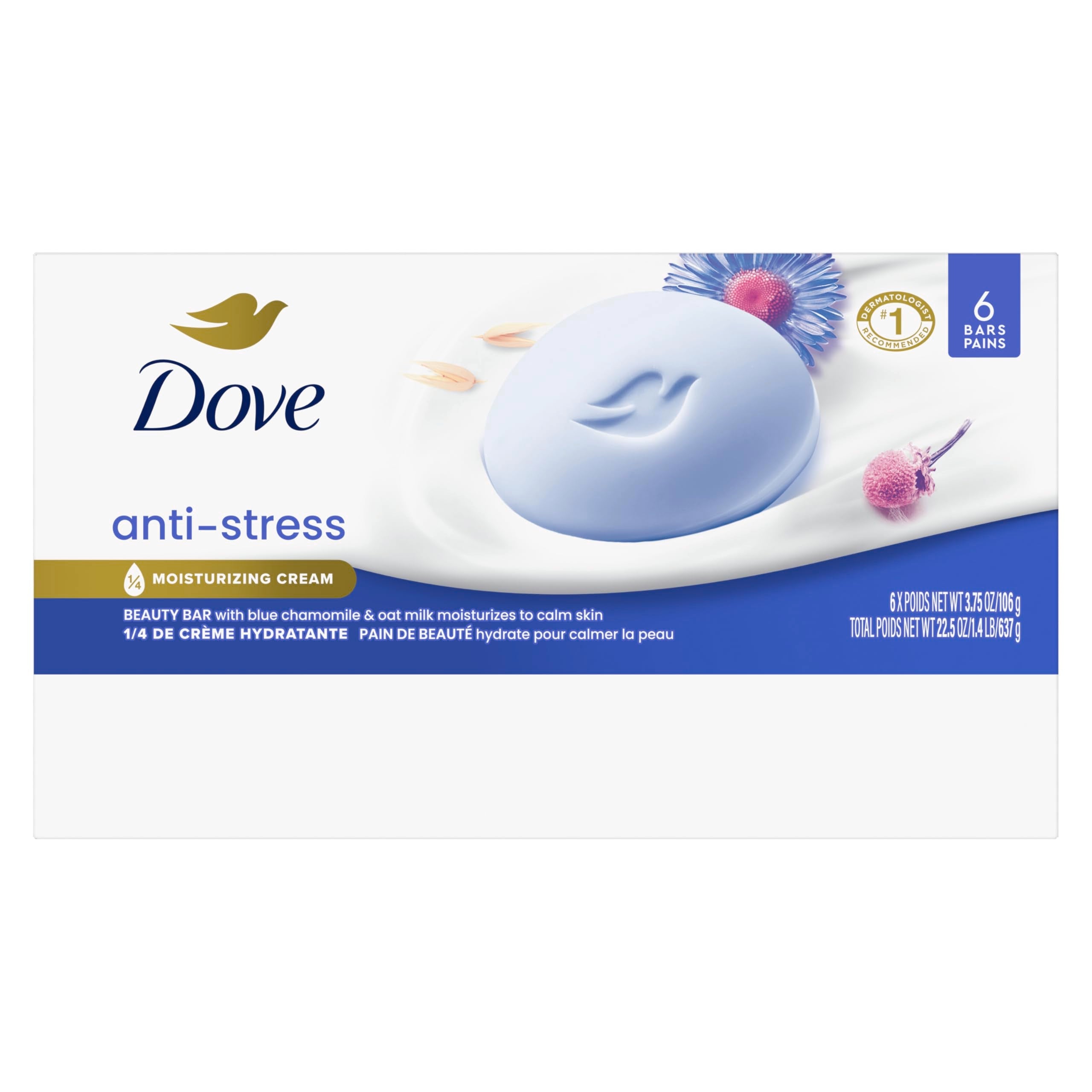 Dove moisturizing cream soap pack of 6 imported skincare bars.
