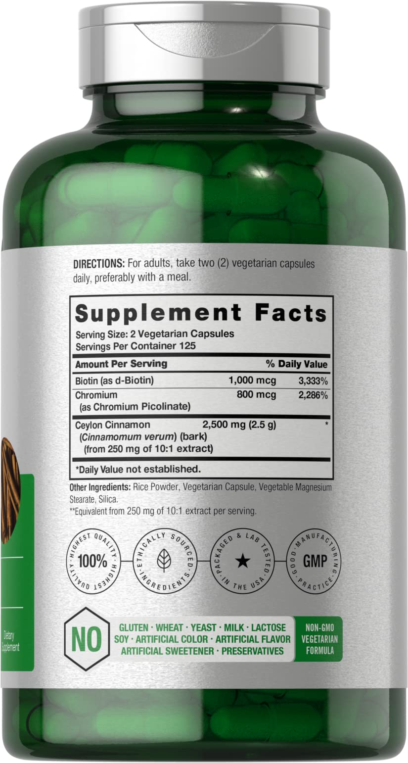 Horbäach Cinnamon supplement bottle label showing ingredients