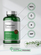 Close up of Horbäach vegetarian cinnamon capsule bottle
